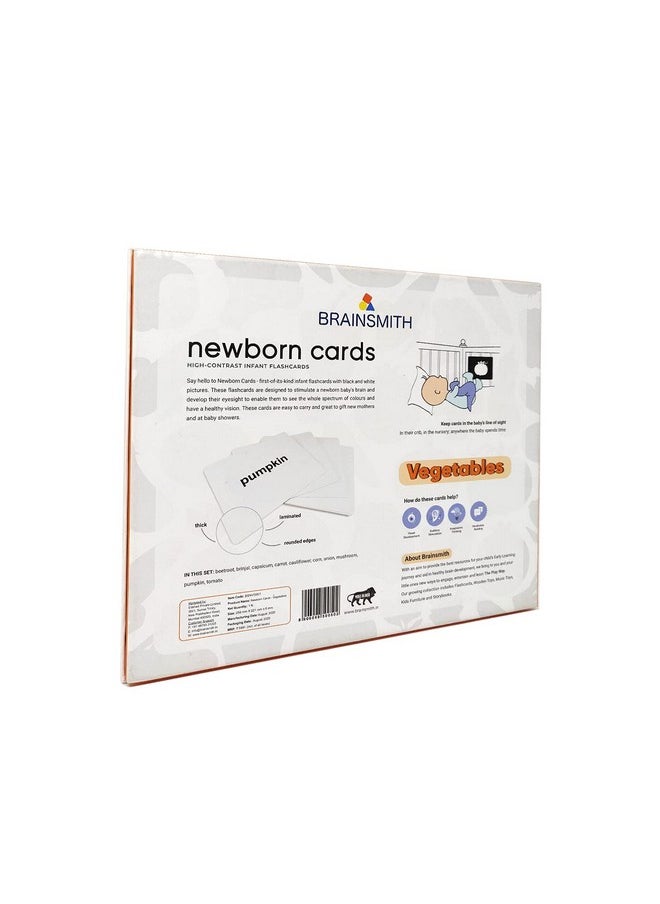 Flash Card For Babies - Vegetable Learning, High-Contrast Picture Cards Set For New Born Baby And Infants (0-6 Month Old) - Sight And Brain Development