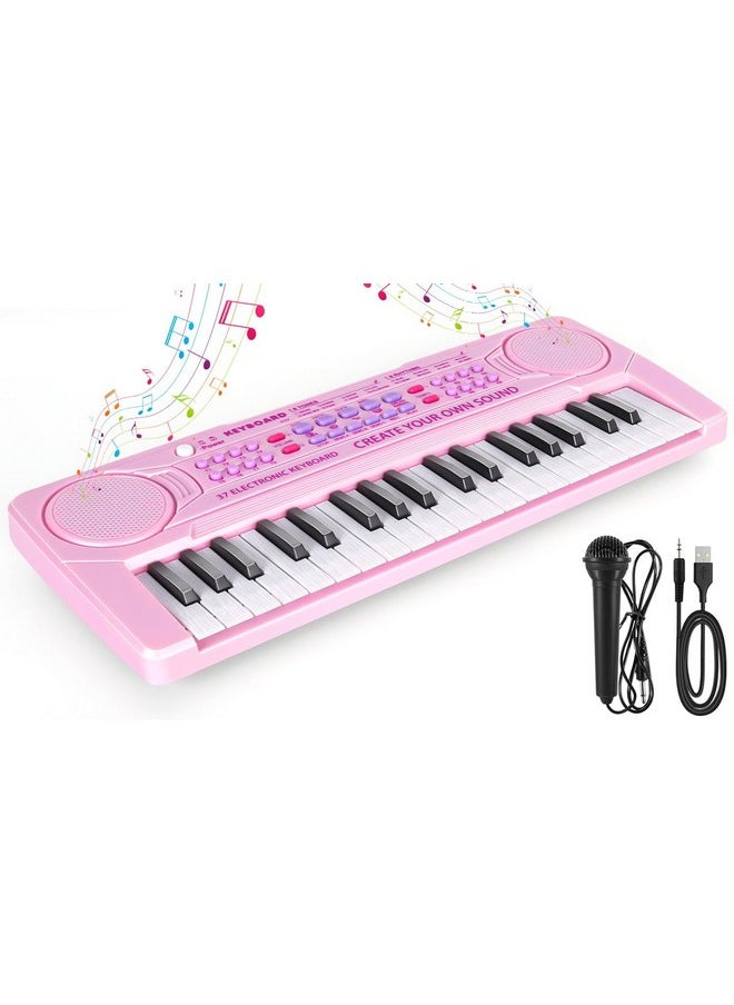 Kids Piano Keyboard - 37 Keys Piano Toys For Kids Beginners Electronic Piano With Microphone Educational Musical Toy For 3 4 5 6 Year Old Boy Girls Gift