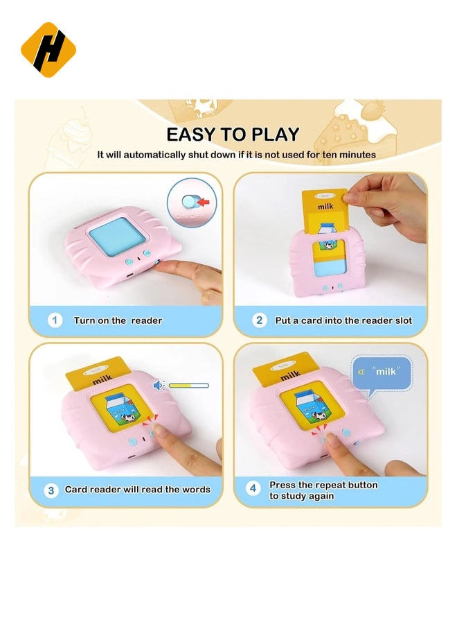 Flash Cards Learning Toys Electronic Educational Toddlers Talking Audible Flash Cards for 1 2 3 4 5 6 Years Old Boys Girls Listen and Learn,