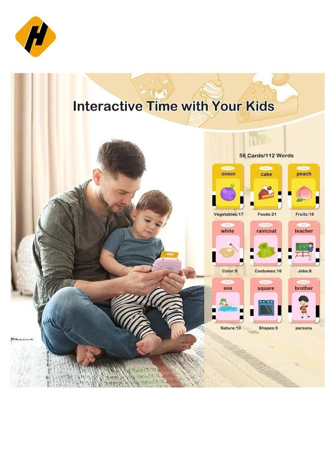 Flash Cards Learning Toys Electronic Educational Toddlers Talking Audible Flash Cards for 1 2 3 4 5 6 Years Old Boys Girls Listen and Learn,