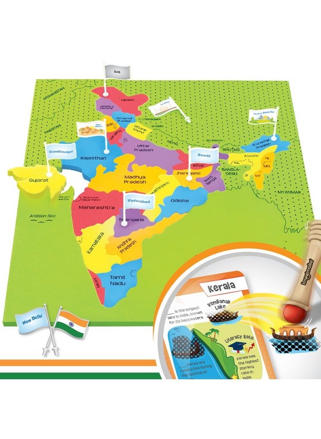 Mapology India Map With Flash Card| Swipe & Reveal Card Game | Educational Toys For Kids 7+ Years | Kids Learning Toys | Puzzle Game For Kids 7 To 10 Years | Birthday Gift For Girls & Boys