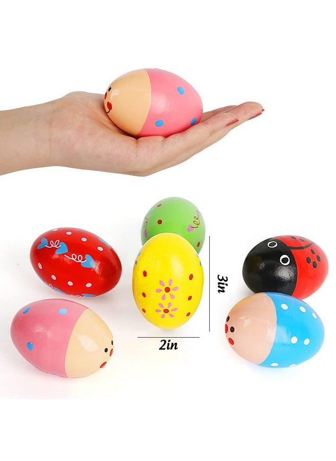 6 Pcs Wooden Percussion Musical Egg Maracas Egg Shakers For Party Favors Classroom Prize Supplies Musical Instrument