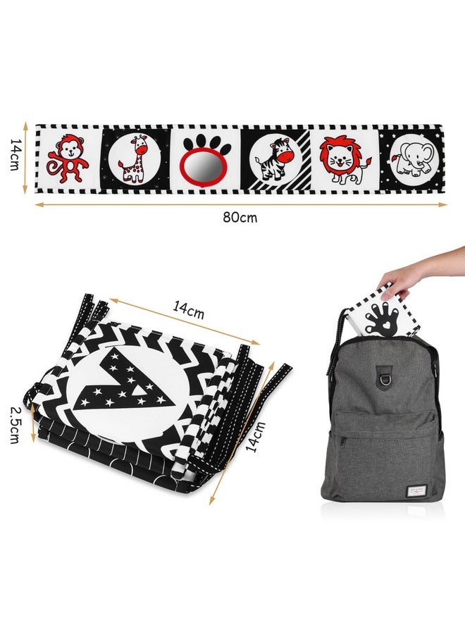 Black And White High Contrast Baby Toys, Soft Baby Book For Newborn 0-3-6-12 Months, Infant Tummy Time Toys, Early Education Sensory Toys, Visual Stimulation Folding Cloth Book For Boys Girls