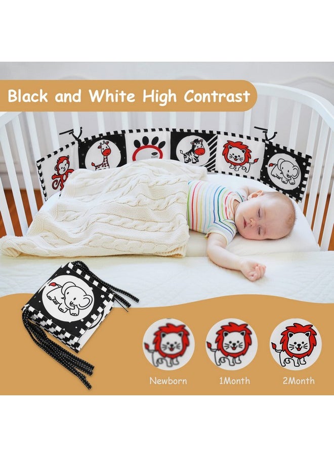 Black And White High Contrast Baby Toys, Soft Baby Book For Newborn 0-3-6-12 Months, Infant Tummy Time Toys, Early Education Sensory Toys, Visual Stimulation Folding Cloth Book For Boys Girls
