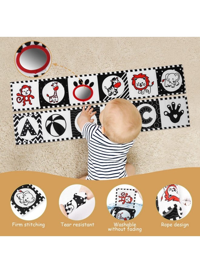 Black And White High Contrast Baby Toys, Soft Baby Book For Newborn 0-3-6-12 Months, Infant Tummy Time Toys, Early Education Sensory Toys, Visual Stimulation Folding Cloth Book For Boys Girls