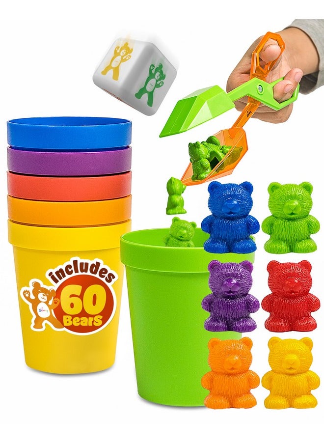 Counting Bears And Stacking Cups , 70 Pcs Color Sorting Toys For Toddlers 1-3 And Above, Math Learning Educational Toys, Classroom Must Haves