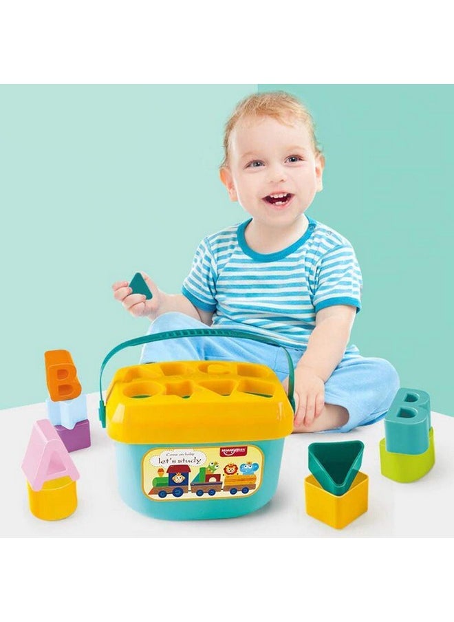 Baby'S First Shape Sorting Blocks Learning- Educational Activity Toys With 16 Building Blocks - Multicolor (16 Pieces)