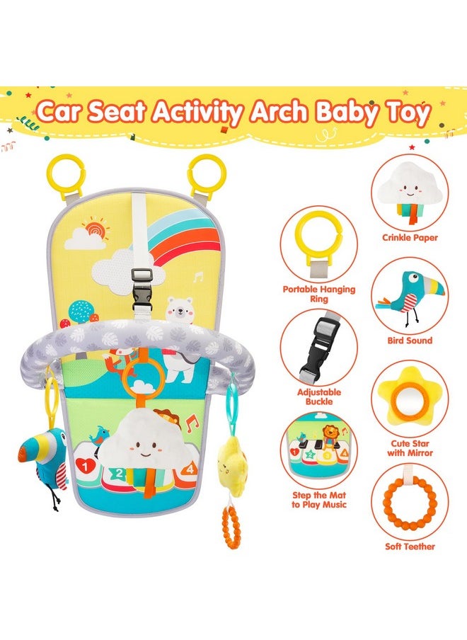 Car Seat Toys For Babies - Kick And Play Activity Center 6 Months Rear Facing Cars Seats Entertainment Toy Infant With Music Hanging Adjustable Activity Arch For Travel Baby Gift 6 Months