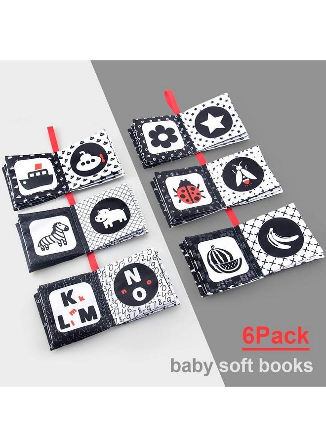 St Soft Book,Teytoy Nontoxic Fabric Baby Cloth Activity Crinkle Soft Black And White Book For Infants Boys And Girls Early Educational Toys Perfect For Baby Shower -Pack Of 6