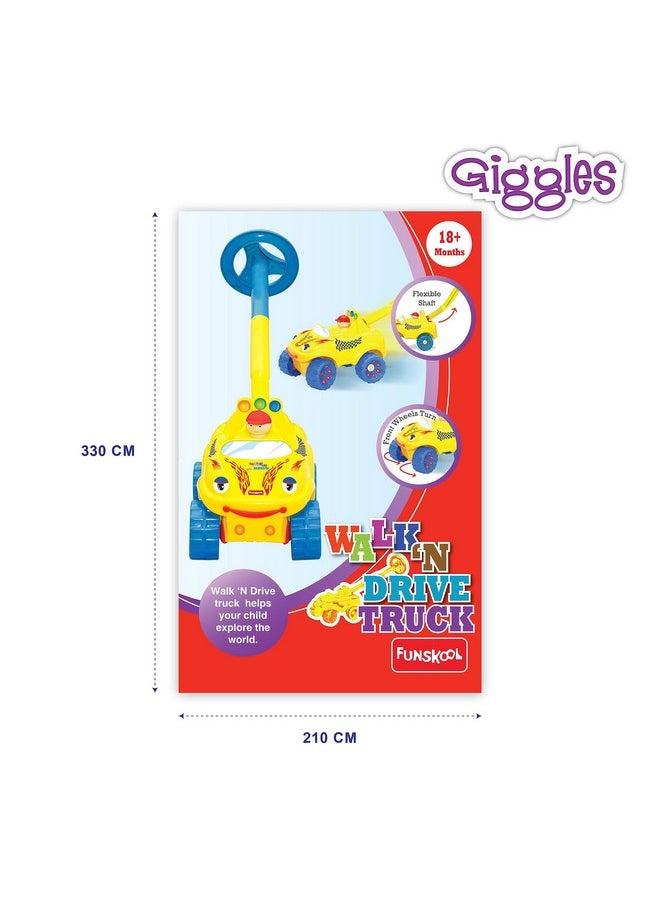 L Giggles - Walk N Drive Truck, Push And Pull Toy For Kids, Steering Wheel Toy, Encourages Walking And Pretend Play, 18 Months & Above, Infant And Preschool Toys, Multicolour