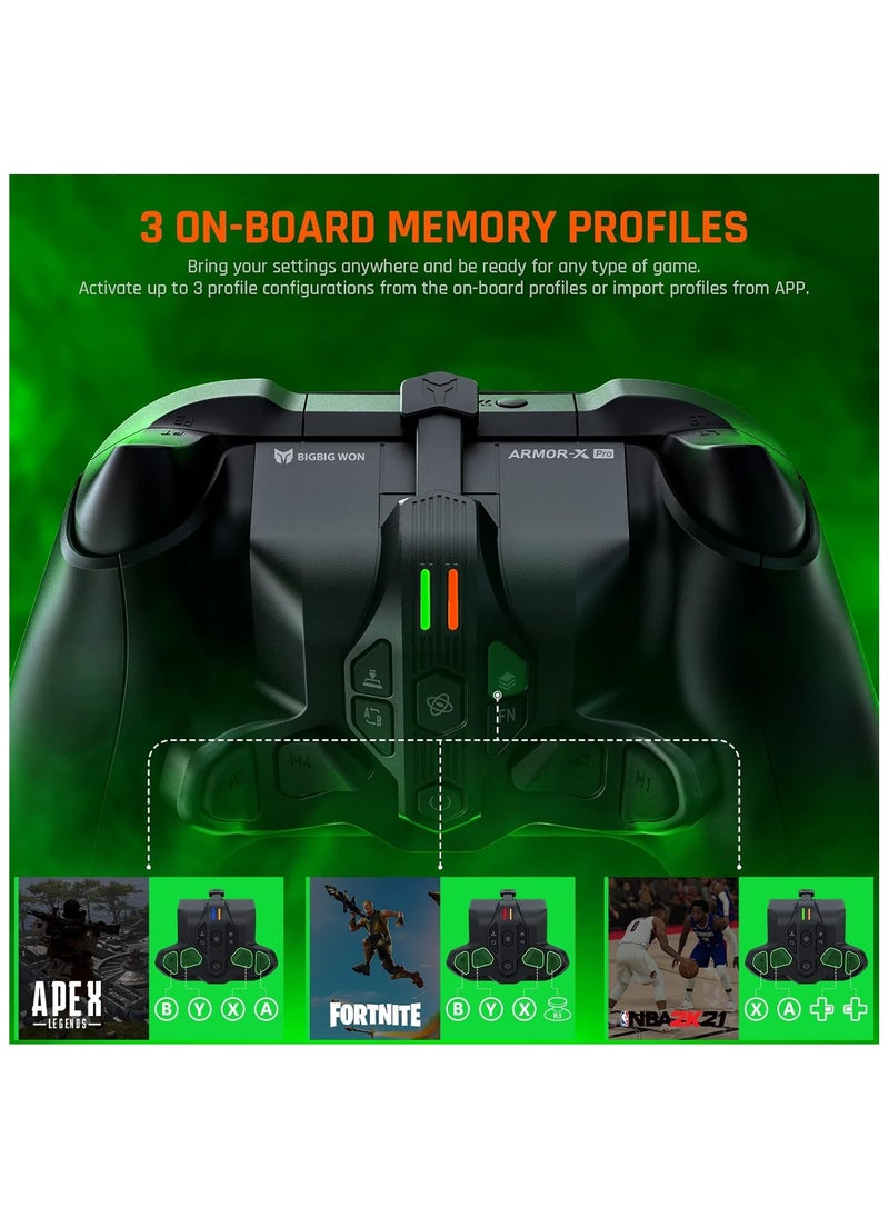 BIGBIG WON Controller Paddles, ARMOR-X Pro for Xbox Series Playing on Xbox Series X|S/Xbox One/Switch/Win, 6 Axis Gyro Motion Aim|Turbo Wireless Back Button Attachment for Xbox Series X|S Controller