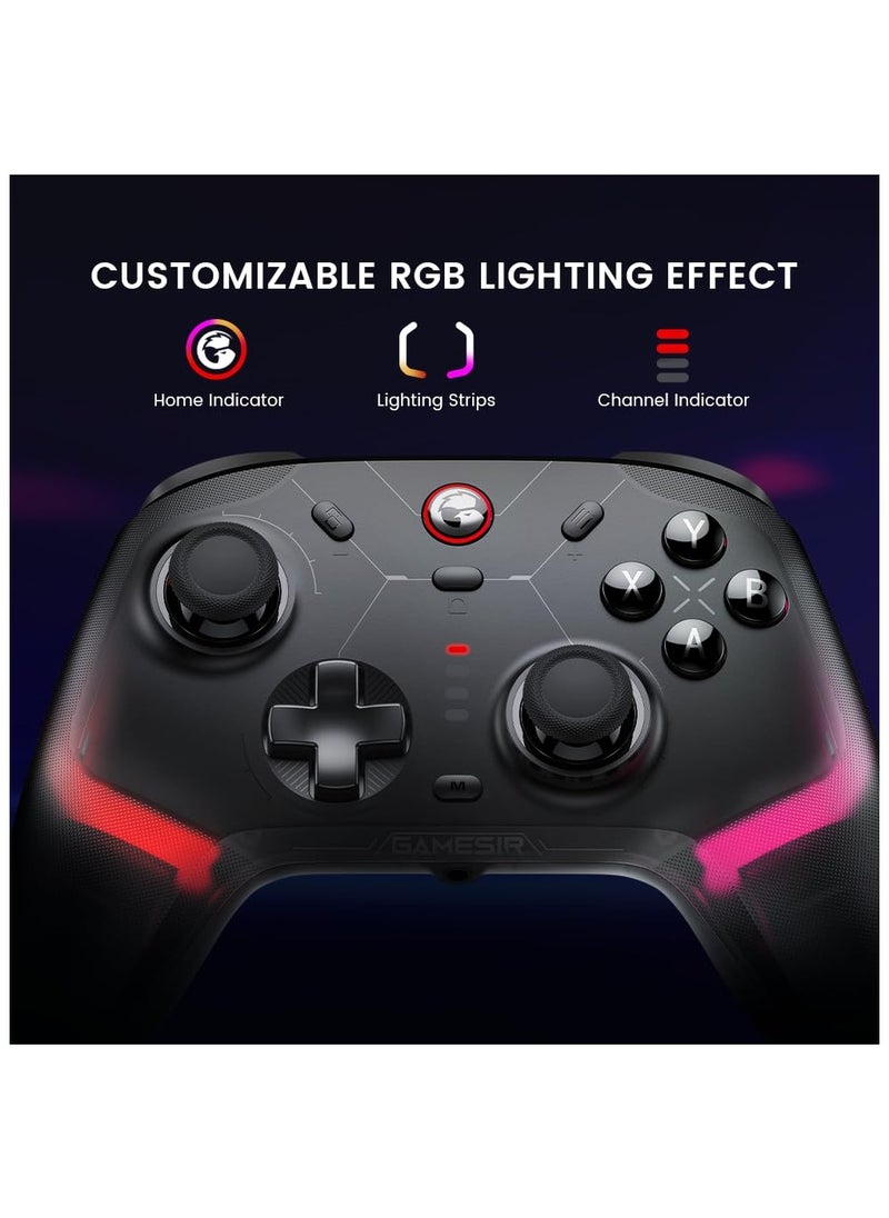 GameSir T4 Cyclone 2 Wireless Game Controller Mag-Res TMR Sticks 1000Hz Report Rate Hall & Micro 2-in-1 Triggers RGB Lighting with Charging Dock for PC/Switch/iOS/Android, Gamepad PC Controller