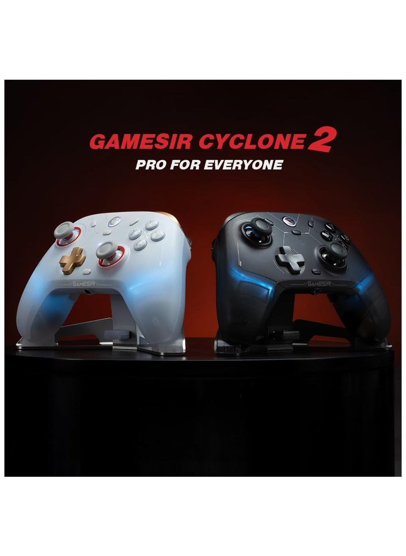 GameSir T4 Cyclone 2 Wireless Game Controller Mag-Res TMR Sticks 1000Hz Report Rate Hall & Micro 2-in-1 Triggers RGB Lighting with Charging Dock for PC/Switch/iOS/Android, Gamepad PC Controller