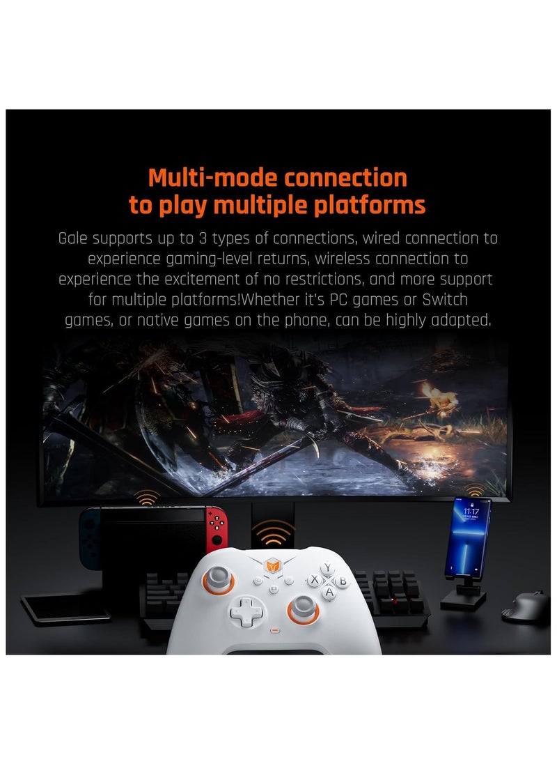 Wireless Controller Gale PC Controllers Motion Aiming, Hall Trigger, 4 Custom Buttons, App Control Game Controller for PC/Switch/iOS/Android Wireless Gaming with Charging Dock