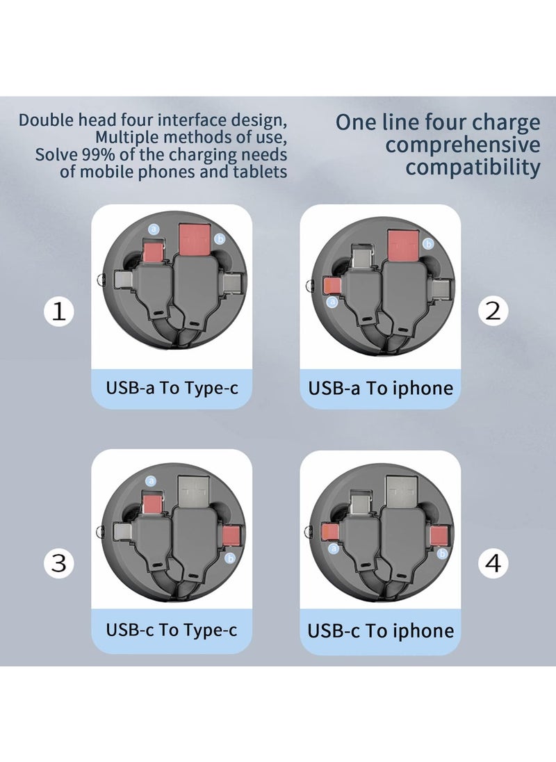 Retractable Charger, Retractable Charging Cable PD Fast Charger Cord with Type C to C is PD Max 4A Super Fast Charge/USB, Type-Cport Multi Charging Cable, Multiple Phone Charger Cord(1 Pack,1Meter)