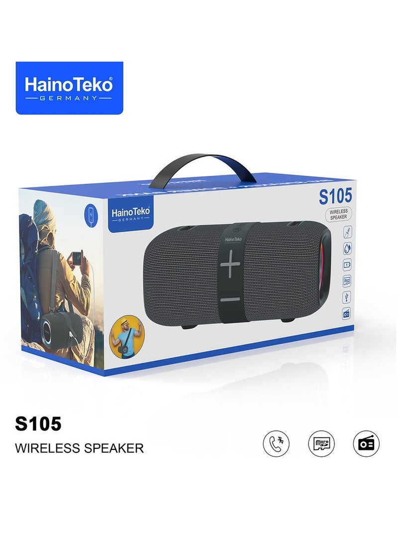 Haino Teko Wireless Bluetooth Portable Speaker S105 Power Bank Function Black