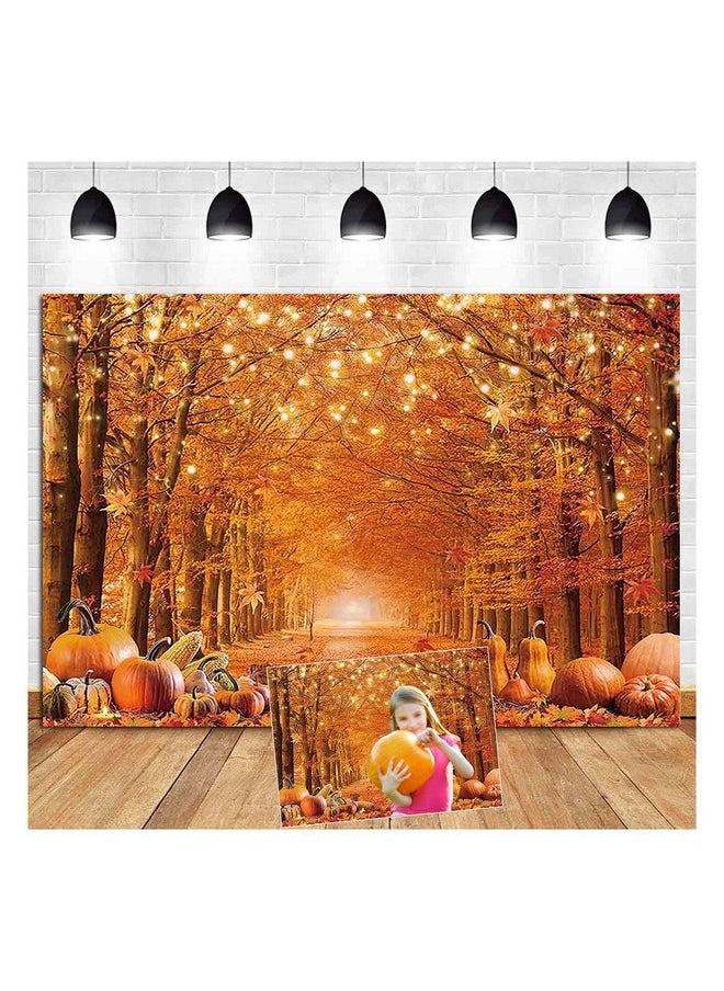 Autumn Maple Forest Leaves Glitter Pumpkin Tree Photography Backdrops 7X5Ft Vinyl Thanksgiving Harvest Pumpkin Photo Background Newborn Baby Shower Banner Decor Party Supplies Photo Booth Props