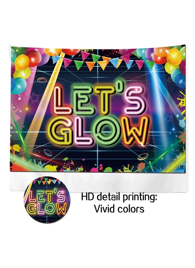 Neon Glow Party Photography Backdrop 7X5Ft Let'S Glow Splatter Photo Background For Let'S Glow Crazy Youth Hip Hop Birthday Party Decoration Banner