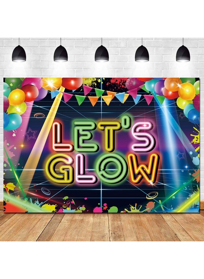 Neon Glow Party Photography Backdrop 7X5Ft Let'S Glow Splatter Photo Background For Let'S Glow Crazy Youth Hip Hop Birthday Party Decoration Banner