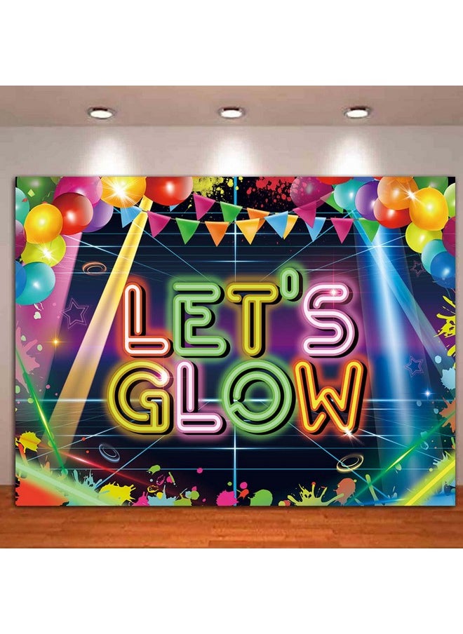 Neon Glow Party Photography Backdrop 7X5Ft Let'S Glow Splatter Photo Background For Let'S Glow Crazy Youth Hip Hop Birthday Party Decoration Banner