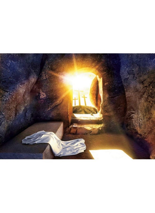 Durable Soft Fabric Resurrection Of Jesus Easter Backdrop 10X8Ft Sunrise Remote Holy Cross Empty Jesus Tomb Background For Photography Easter Day Church Event Activities Photo Studio Props