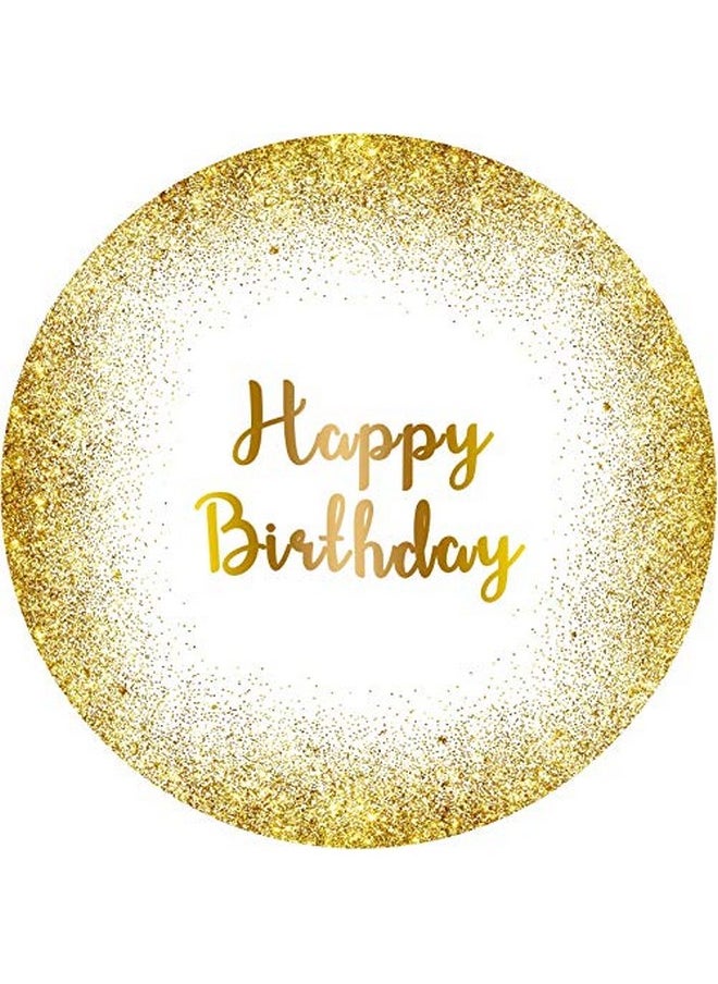 Luxurious Golden Birthday Round Backdrop Cover 7.5X7.5Ft Gold Glittering Arch Background Stand Cover For Photography Men Women Birthday Party Banner Supplies Polyester Photo Booth Props