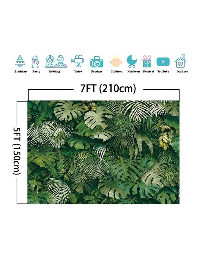 Tropical Green Leaves Theme Photography Backdrops 7X5F Wedding Bride Shower Party Decor Newborn Baby Shower Banner Photo Background Studio Shooting Props