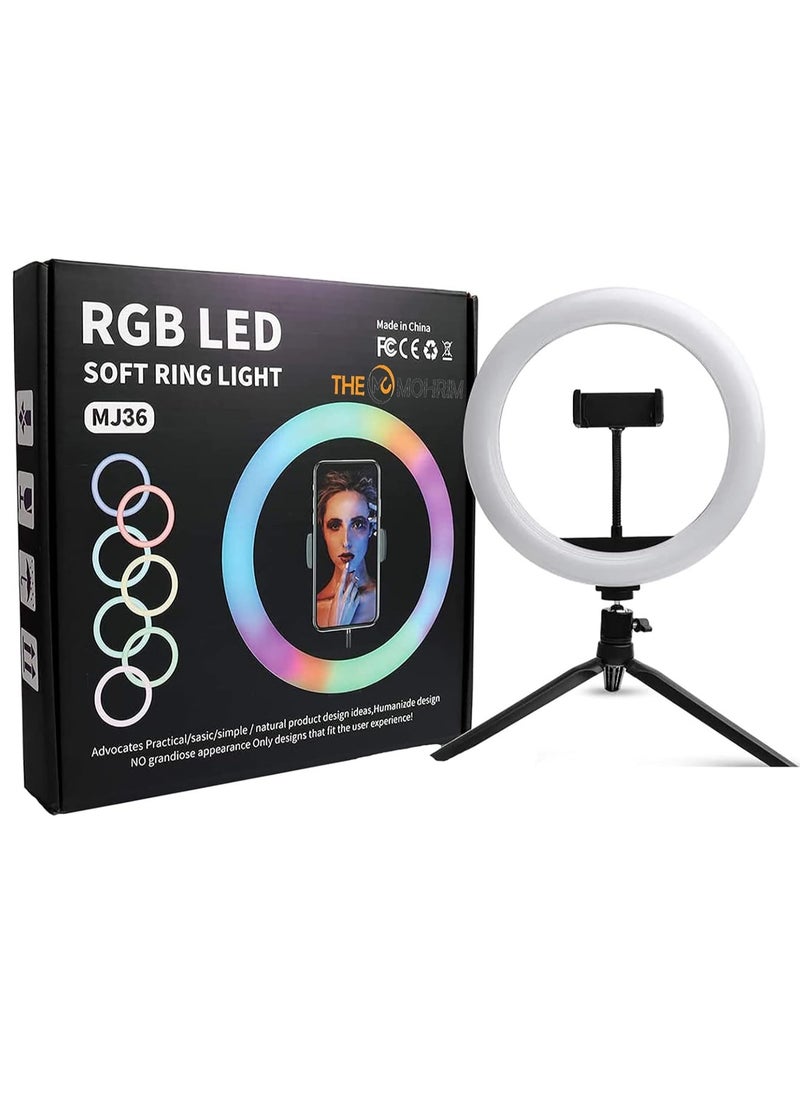 MJ-36 RGB Colors LED Ring Light for Camera Smartphones