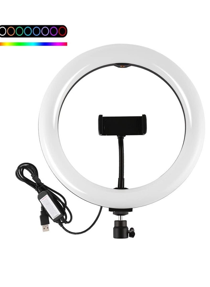 MJ-36 RGB LED Soft Ring Light With Phone Tripod Stand For Camera Smartphones Shooting Vlogging And Reels