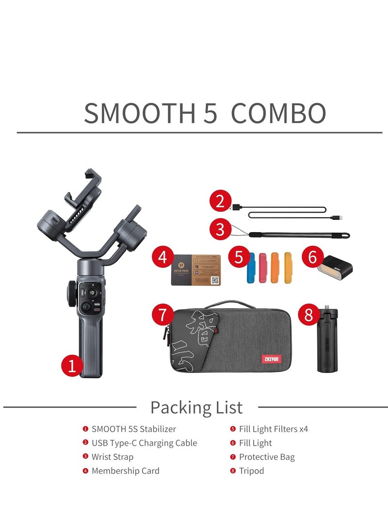 Zhiyun Smooth 5S Combo Gimbal Stabilizer for Smartphone 3-Axis Handheld Gimbal