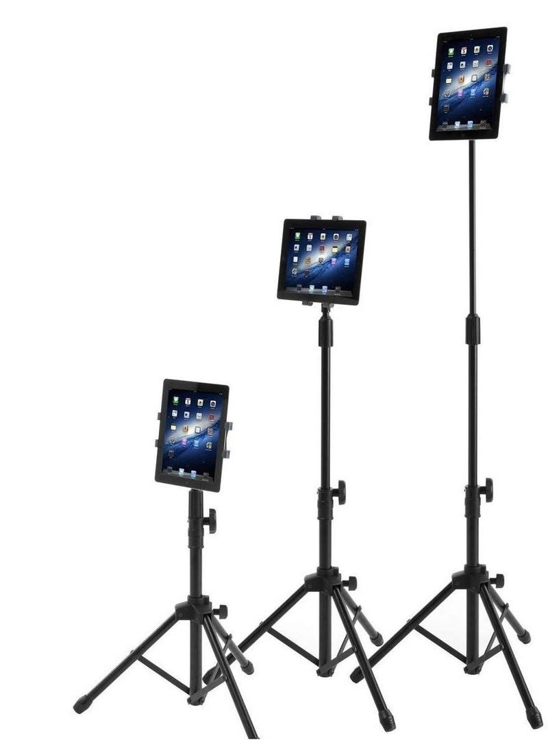iPad Tripod Stand, Height Adjustable Foldable Floor Tablet Cradle Bracket Tripod Stand for Apple iPad, iPad Mini and All Other 7-10 Inch Pcs With Carrying Case