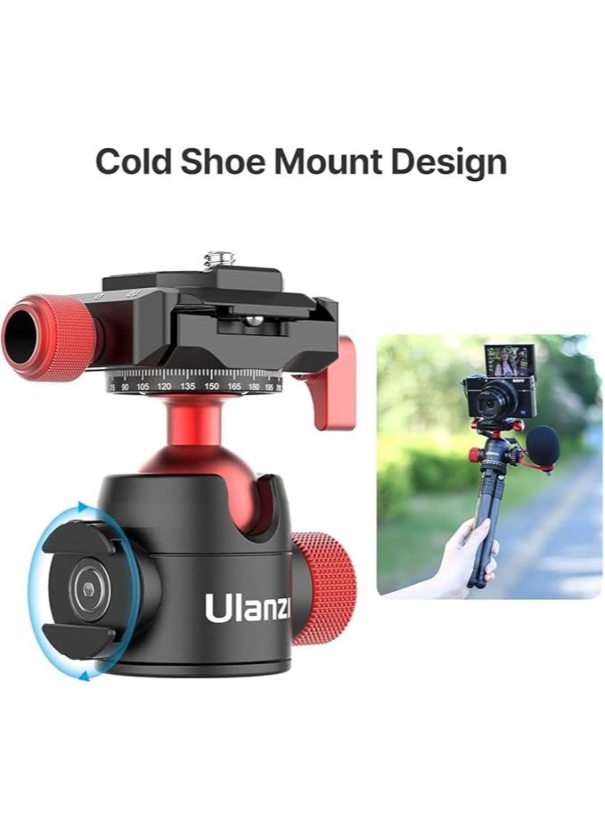 Ulanzi U-70 Creative Cold Shoe Ball Head with Cold Shoe Mount for Camera Tripod Ballhead, Camera & Vertical Video Shooting Accessories, 360 Panoramic Gimbal w/ 90° Tilt, Arca Swiss Quick Release Plate