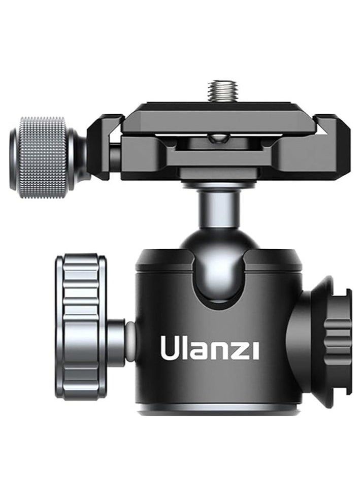 ULANZI U-80L Tripod Ball Head with Quick Release Arca Swiss Plate | 360° Rotating Metal Ball Head Camera Mount with & Cold Shoe adapter | Max Load 10kg | 1/4