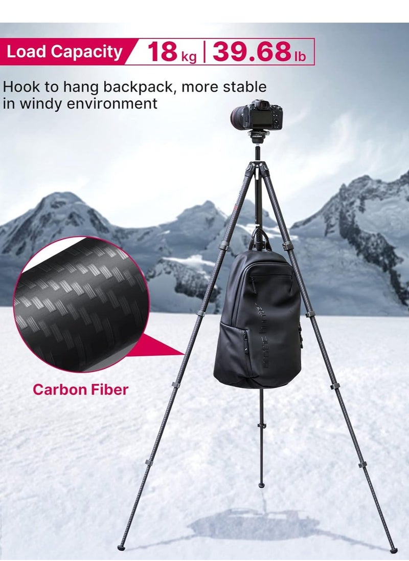 Ulanzi Zero-Y Carbon Fiber Lightweight Travel Tripod | Panoramic Tripod Head | Storage Length 42cm | Adjustable Height 15.3-156cm | Payload 10Kg | Ulanzi Zero Y | 1.1Kg