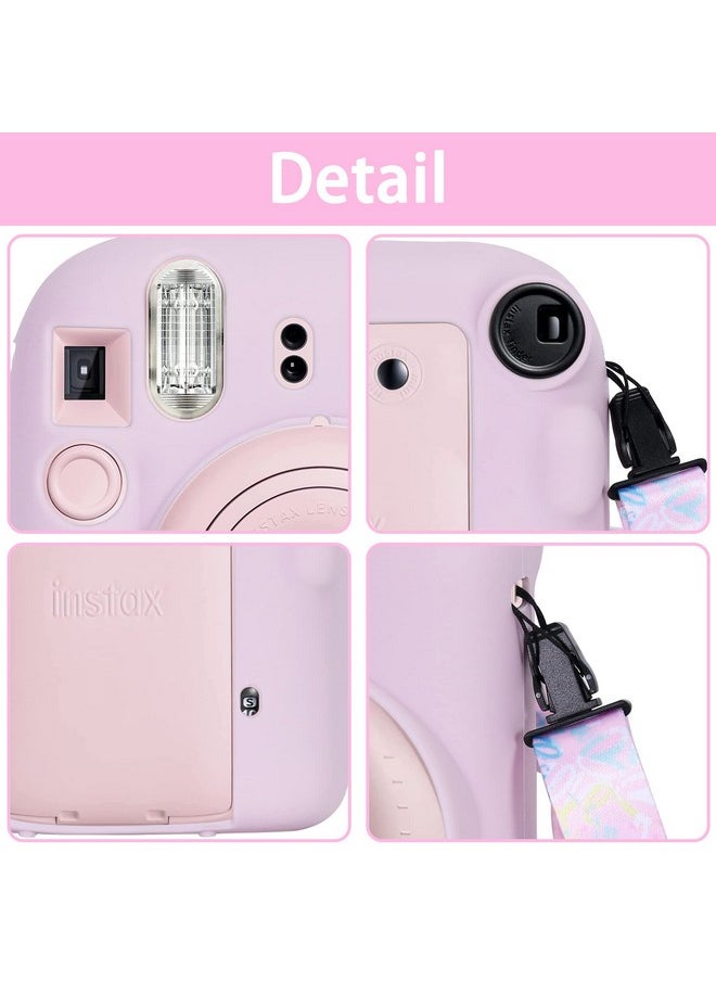 Silicon Protective Cover Suitable For Fujifilm Instax Mini 12 Camera With Shoulder Strap(Blossom Pink,Case Only)