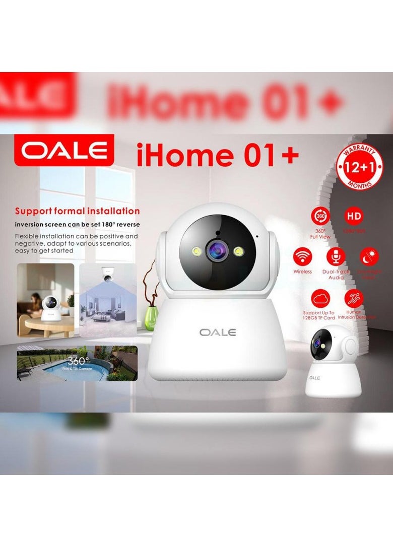 OALE iHome 01+ WiFi Audio 1080P 360° Night Vision 2-LED Motion Detection Security Camera