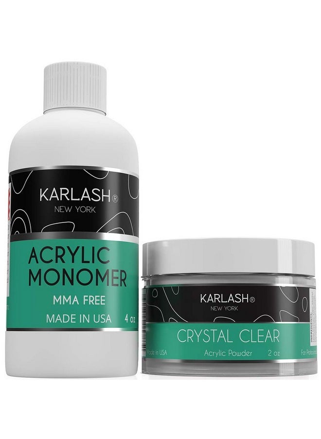 Professional Polymer Kit Acrylic Powder Crystal Clear 2 Oz And Acrylic Liquid Monomer 4 Oz For Doing Acrylic Nails, Mma Free, Ultra Shine And Strong Nails