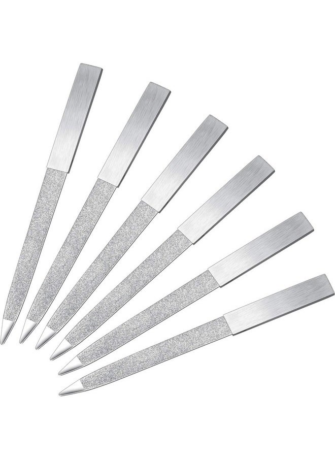 6 Pieces Diamond Nail File Stainless Steel Double Side Nail File Metal File Buffer Fingernails Toenails Manicure Files For Salon And Home, Silver (5 Inch)