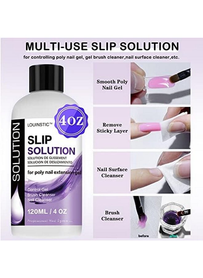 Polygel Slip Solution - 4Oz Slip Solution For Polygel Nails Anti-Stick Gel Solution For Poly Gel Nail Kit