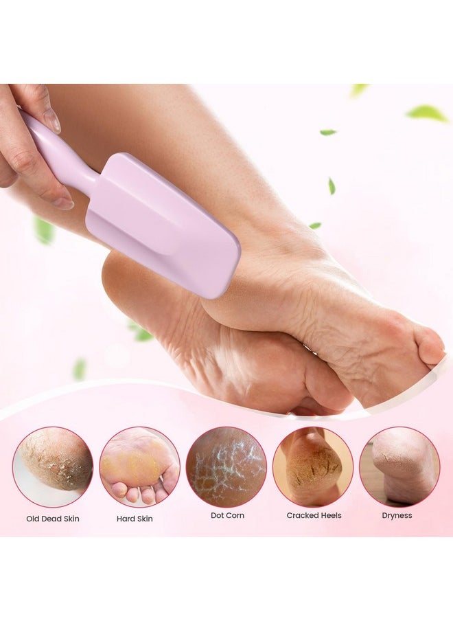 Long Handle Glass Foot File Callus Remover, Foot Scrubber For Dead Skin, Cracked Heel Foot Scraper - Purple