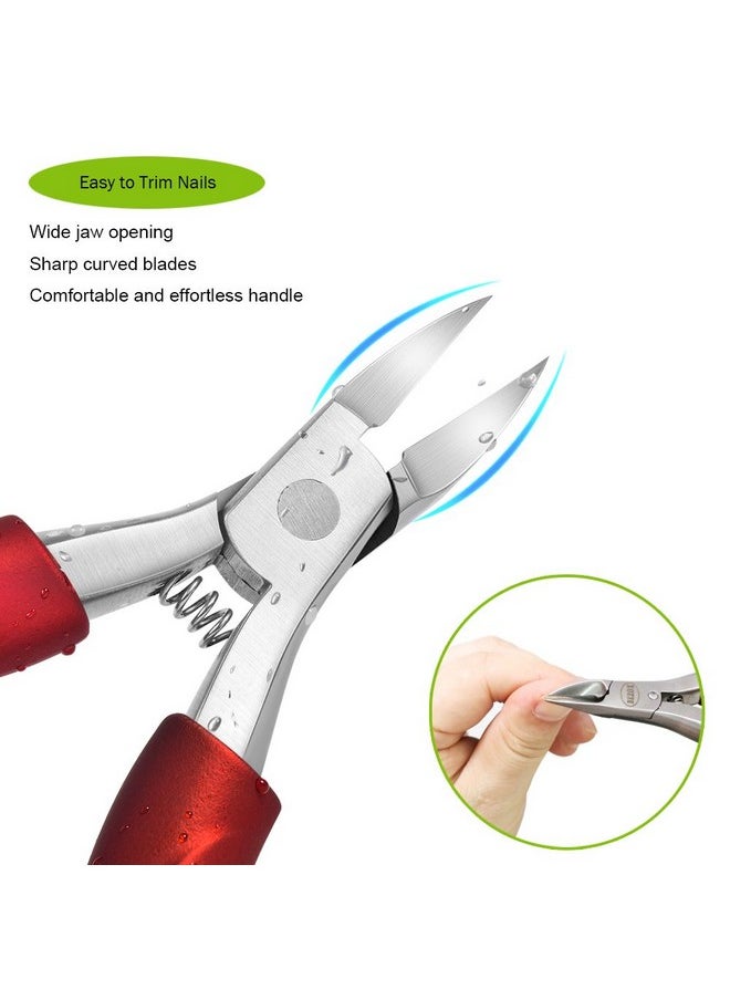 Ingrown Nail Clippers - Precision Thick Toenail Clipper For Ingrown And Curly Nails, Comfort Grip Fingernail Clipper, Ergonomic Handle Toenail Scissors For Seniors