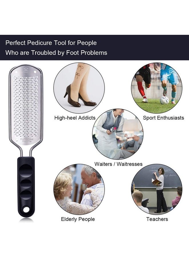 Callus Remover Foot File Fine Foot Rasp Stainless Steel Colossal Foot Scrubber Salon Home Pedicure Foot Care Tool For Soft Feet, F-03