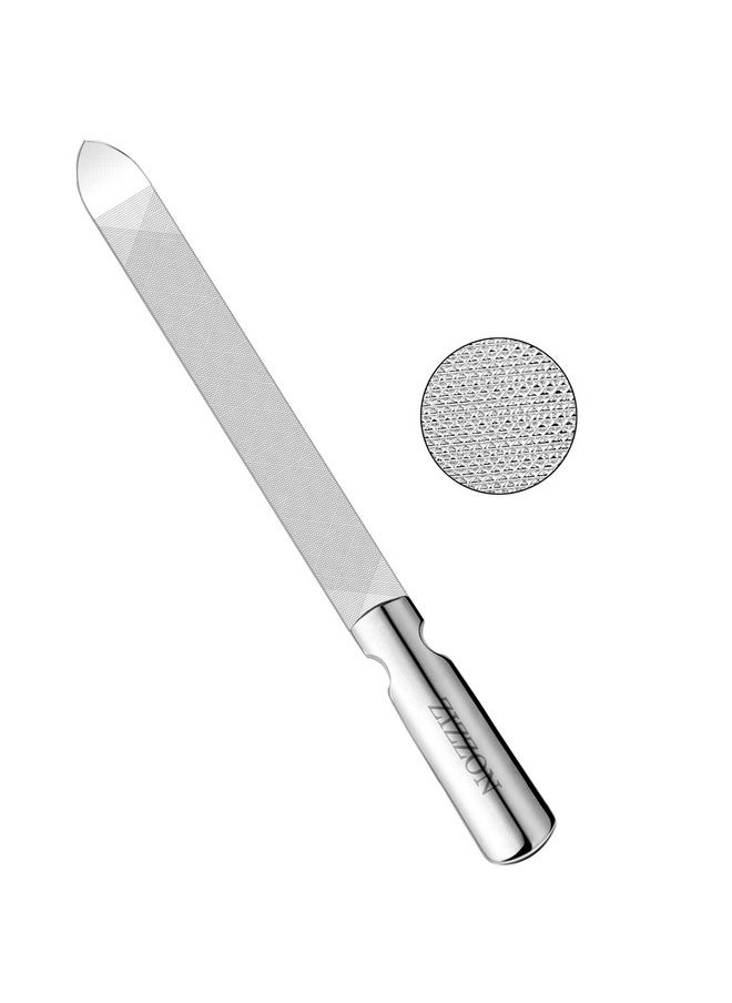 Professional Stainless Steel Nail Files Double Sided With Sharp Pointed Tip For Women And Men, Heavy Duty Reusable Manicure Filer For Natural Nails, Great For Home Salon Or Travel Use
