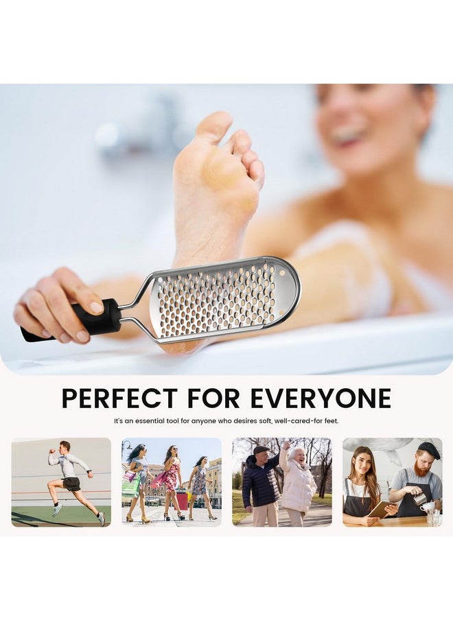 Foot Scrubber For Dead Skin - Stainless Steel Heel Callus Foot File For Efficient Callus Removal - Foot Scraper Rasp For Smooth Feet (Dark)