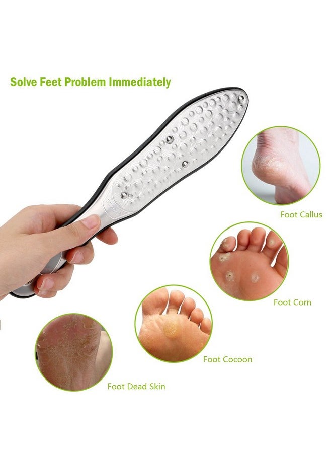 Professional Foot File Callus Remover, Double Sided Pedicure Rasp For Cracked Heel And Dead Foot Skin - Heavy Duty Surgical Grade Stainless Steel - W/Cloth Storage Bag & Gift Box