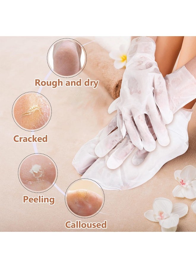 Hydrating Hand And Foot Mask, 3 Foot & 3 Hand Mask, Hand And Foot Care After Pedicure, Moisturizing Socks For Dry, Cracked Heel, Foot Spa, Honey & Milk, Vitamin E