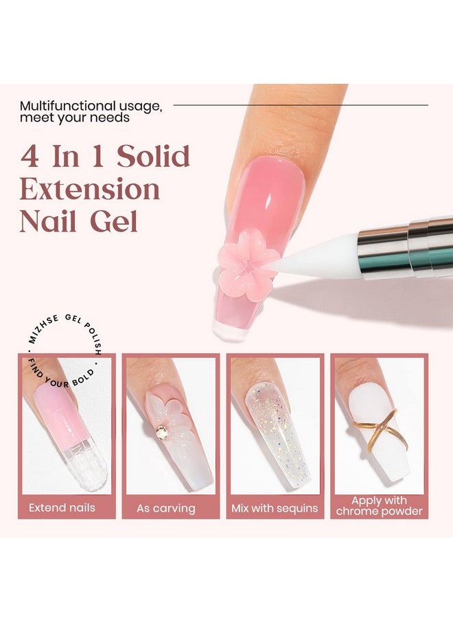 Solid Builder Gel, Nail Sculpture Gel Non-Sticky 4 Colors Nude Clear White Pink Hard Builder Gel Nails Uv Led Nail Extension Gel For Nail Salon Home Manicure