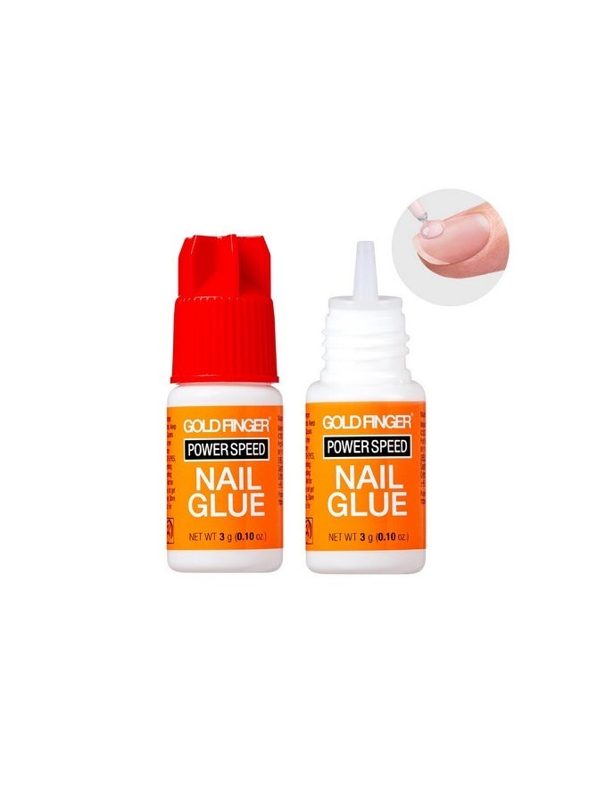 Power Speed Nail Glue, Ultra Hold, Precision Tip Nozzle Nail Adhesive, Quick & Fast Set In Seconds, Perfect For Bond & Repair Artificial & Natural Nails (2Pcs)
