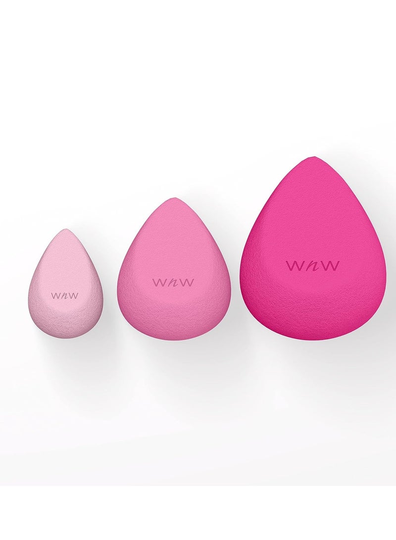 Power Trio 3-Piece Beauty Blender Makeup Sponge Set Pink - 3 Pack