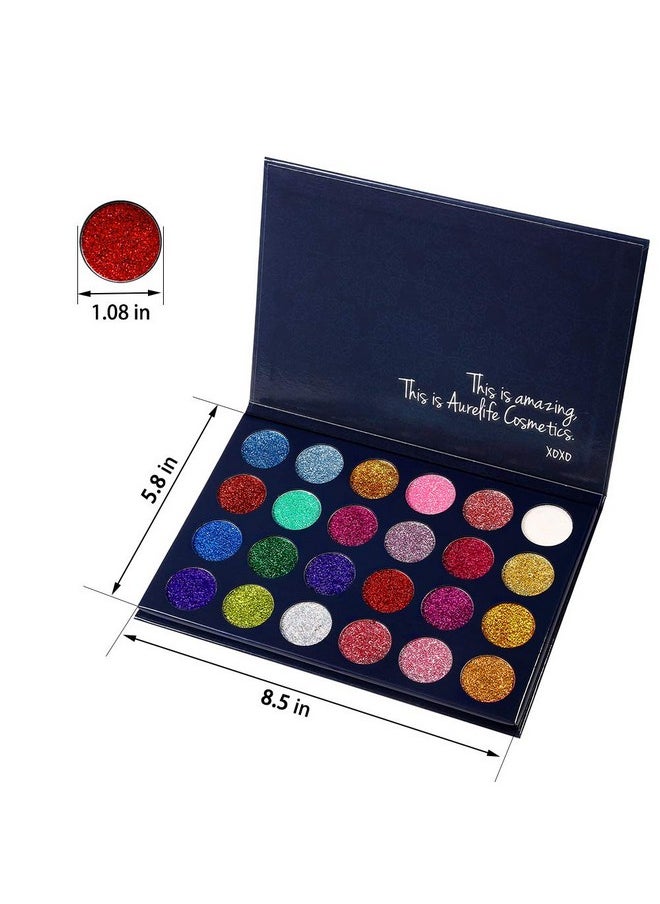 24 Color Pressed Glitter Eyeshadow Palette - Mineral Ultra Shimmer Makeup Palette Eye Shadow Powder Long Lasting Waterproof